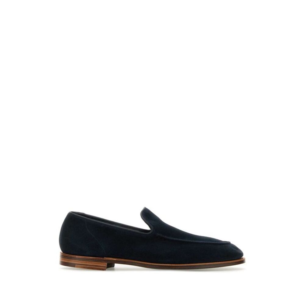 Crockett&Jones Men Navy Blue Suede Salcombe Loafers